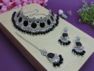 VATSALYA creation Alloy Gold-plated Black Jewellery Set(Pack of 1)