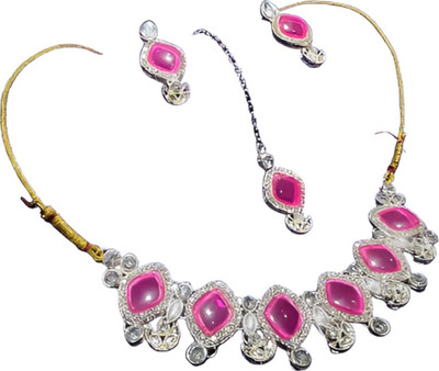 sums jewellery Alloy Gold-plated Pink Jewellery Set(Pack of 1)