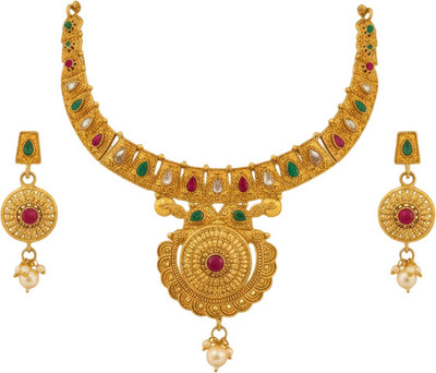 Arira Designs Metal Gold Jewellery Set(Pack of 1)