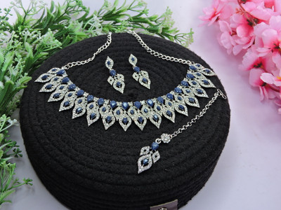 VATSALYA creation Alloy Gold-plated Blue, Silver Jewellery Set(Pack of 1)