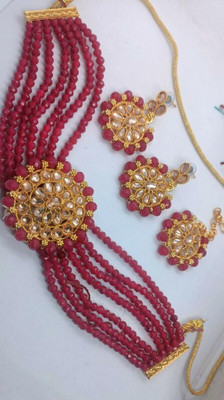 DEVANSH A SWEET LIFE Alloy Gold-plated Pink Jewellery Set(Pack of 2)