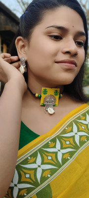 Krishna Store Fabric, Dori, Jute Yellow Jewellery Set(Pack of 2)