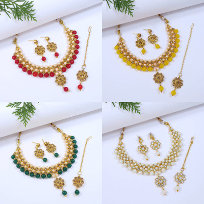 nezuka Alloy Gold-plated Multicolor Jewellery Set(Pack of 10)
