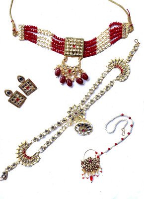 NIKYANKA Brass Gold-plated Red, Gold Jewellery Set(Pack of 1)