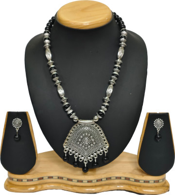 Geesa Oxidised Silver Black Jewellery Set(Pack of 2)