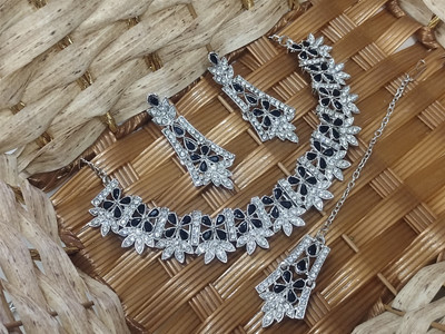 Rukma Alloy Rhodium Silver, Black Jewellery Set(Pack of 1)