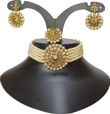 Nifty Mother of Pearl Gold-plated Green Jewellery Set(Pack of 4)