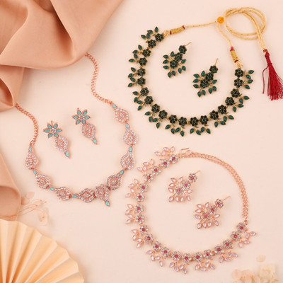 Alasca Brass Gold-plated Multicolor Jewellery Set(Pack of 3)