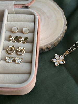 Silversutra Stainless Steel Gold-plated Gold Jewellery Set(Pack of 1)