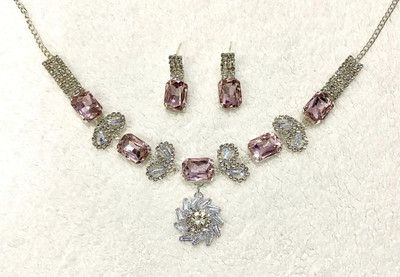 Vacker Stone, Alloy Silver Pink, Silver Jewellery Set(Pack of 1)