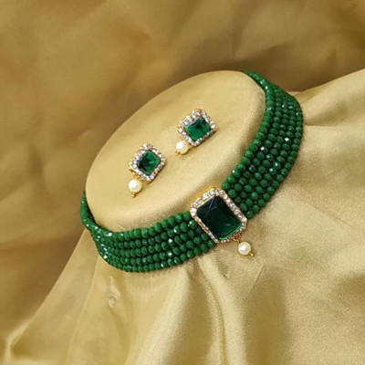 jatin imitation Metal Gold-plated Green Jewellery Set(Pack of 3)