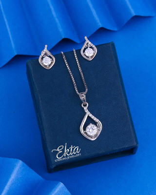 Ektasterling Sterling Silver Sterling Silver Platinum Jewellery Set(Pack of 1)