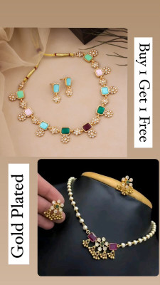 PARTICIAO Alloy Gold-plated Gold Jewellery Set(Pack of 2)