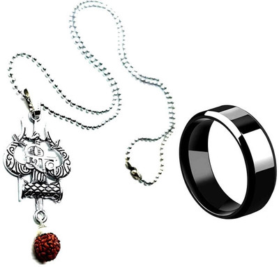 KINGSTYLEIMPEX Stainless Steel Sterling Silver Black Jewellery Set(Pack of 3)