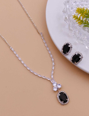 ShringarHouse Stone, Alloy Sterling Silver, Silver Silver, Black Jewellery Set(Pack of 1)