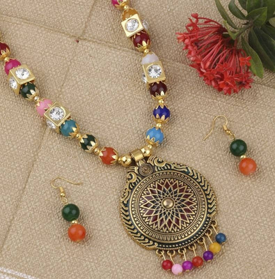 Kuber Arts Brass, Glass Maroon, Green Jewellery Set(Pack of 1)