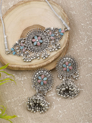 Shree Shyam Alloy Silver, Blue, Pink Jewellery Set(Pack of 3)