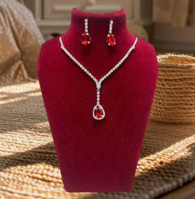 Mohit trader Alloy Silver Red Jewellery Set(Pack of 1)