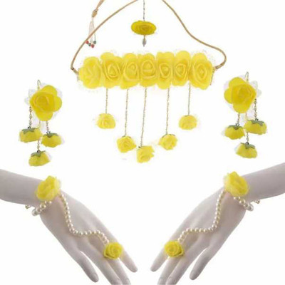 RAJASTHANI GAHANA Fabric Yellow, White Jewellery Set(Pack of 1)