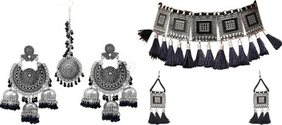 JMBW INTERNATIONAL Alloy Black, Silver, White Jewellery Set(Pack of 2)