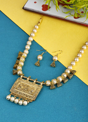 DEGHLAM Alloy Gold-plated Beige Jewellery Set(Pack of 3)