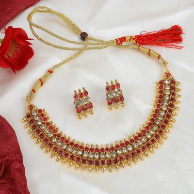 Raaji's Alloy Gold-plated Ruby Red Jewellery Set(Pack of 1)