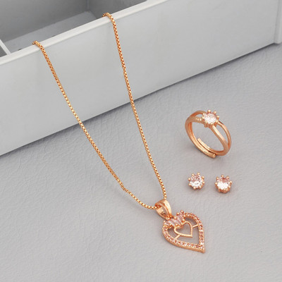 Radheshyam Creation Alloy Gold-plated Rose Gold Jewellery Set(Pack of 4)