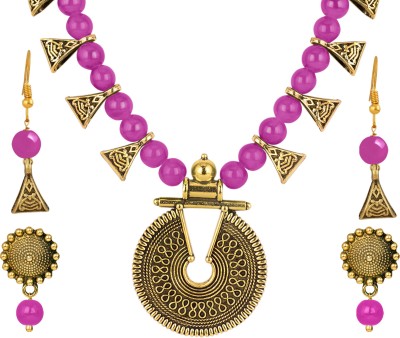 TAP Fashion Copper Gold-plated Pink Jewellery Set(Pack of 1)