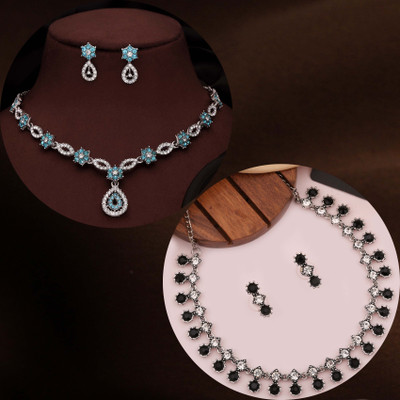 Vedda Brass Gold-plated Silver, Blue, Black Jewellery Set(Pack of 1)