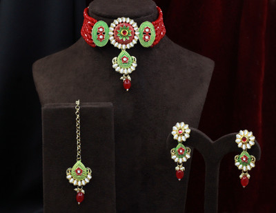 SAIYONI Alloy Gold-plated Red Jewellery Set(Pack of 1)