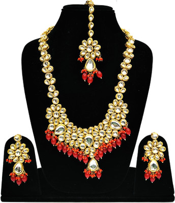Shaili Craft Alloy Gold-plated Red Jewellery Set(Pack of 1)