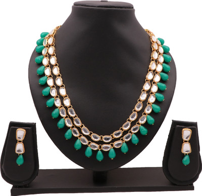 BELWICK Alloy Gold-plated Green Jewellery Set(Pack of 3)