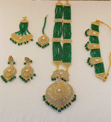 Marsify World Brass, Alloy Gold-plated Gold, Green Jewellery Set(Pack of 1)