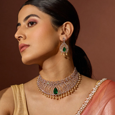 Kushal's Fashion Jewellery Copper Gold-plated Green Jewellery Set(Pack of 3)