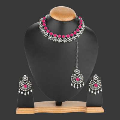 Rhosyn Brass, Copper, Alloy Gold-plated, Copper Silver, Pink Jewellery Set(Pack of 3)