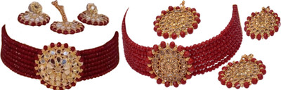 JMBW INTERNATIONAL Alloy Maroon, Red Jewellery Set(Pack of 2)