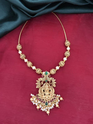 Influtive Traditional Wedding Wear Necklace/Jewellery Set For Women and Girls Cubic Zirconia Gold-plated Plated Brass Necklace Set