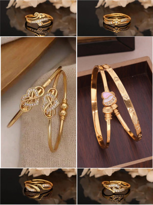 VEDDAA Brass Gold-plated Black, Bronze Jewellery Set(Pack of 6)