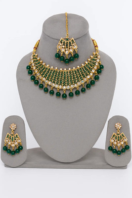 ELEVATE Brass Brass Green Jewellery Set(Pack of 4)