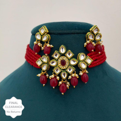 Shree Jai Sai Art Alloy Gold-plated White Jewellery Set(Pack of 1)