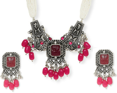 fabula Alloy Silver Silver, Red, Pink Jewellery Set(Pack of 3)