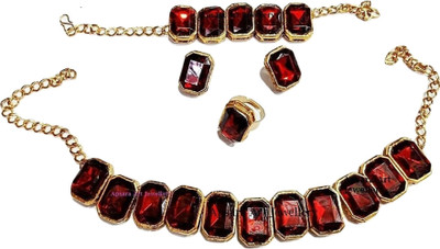 Nivaan Brass Brass Maroon, Gold Jewellery Set(Pack of 1)