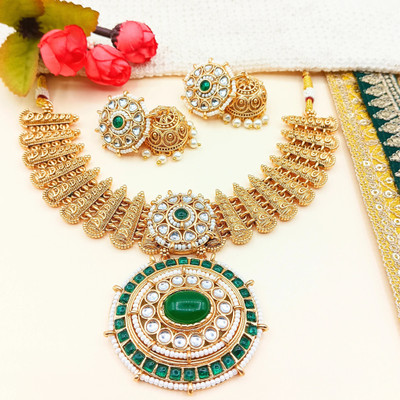 NANDAI Alloy Gold, Green Jewellery Set(Pack of 1)