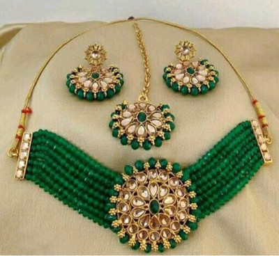 Shree Sundha immitation Alloy Gold-plated Green Jewellery Set(Pack of 1)