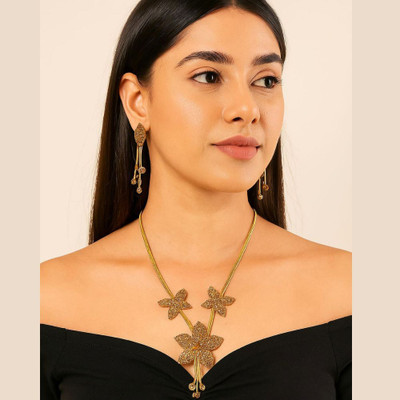 Amoha Lifestyle Alloy Gold-plated Gold Jewellery Set(Pack of 2)