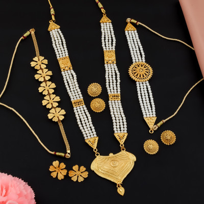 PARTICIAO Alloy Gold-plated Gold Jewellery Set(Pack of 3)