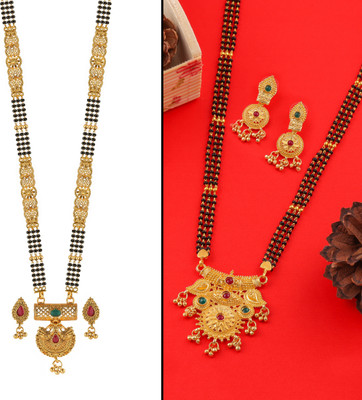 Divastri Brass Gold-plated Gold Jewellery Set(Pack of 2)
