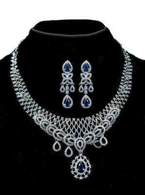 rk jwelery Brass Blue Jewellery Set(Pack of 1)