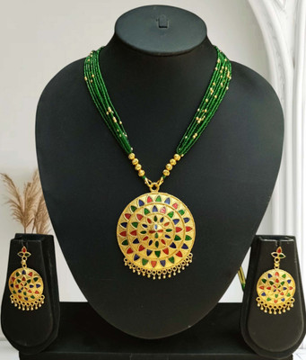 balaji gold Copper Gold-plated Green, Gold Jewellery Set(Pack of 1)