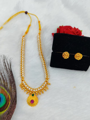 RRCREATIONS Alloy Gold-plated Pink Jewellery Set(Pack of 1)